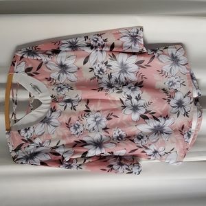 Flowered Stretch Blouse with Criss-cross Back